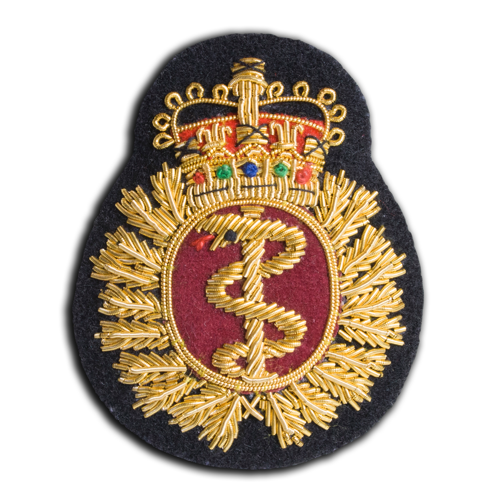 ROYAL CANADIAN NAVY RCN UNIFORM GOLD WIRE / BULLION EMBROIDERED BADGE