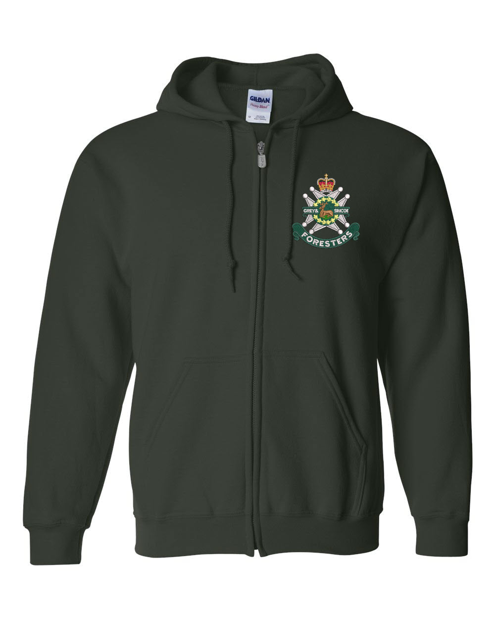 Full-Zip Hooded Sweatshirt with Grey and Simcoe Embroidered Crest