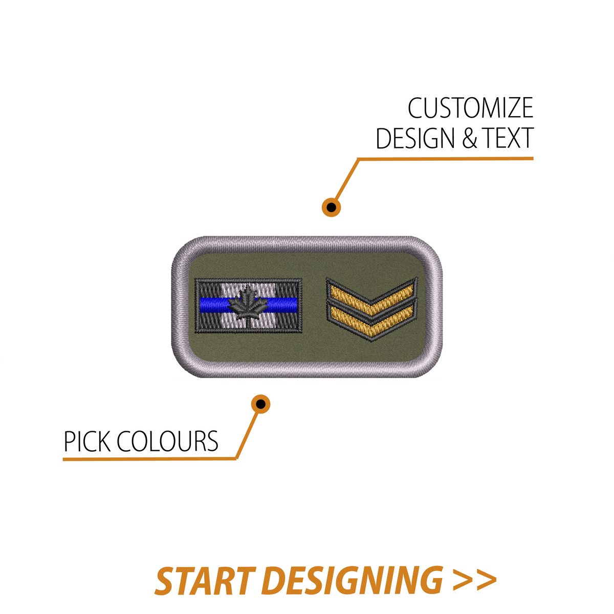 Create Your Own Rectangle Patch (1 x 2" Curved Edges)