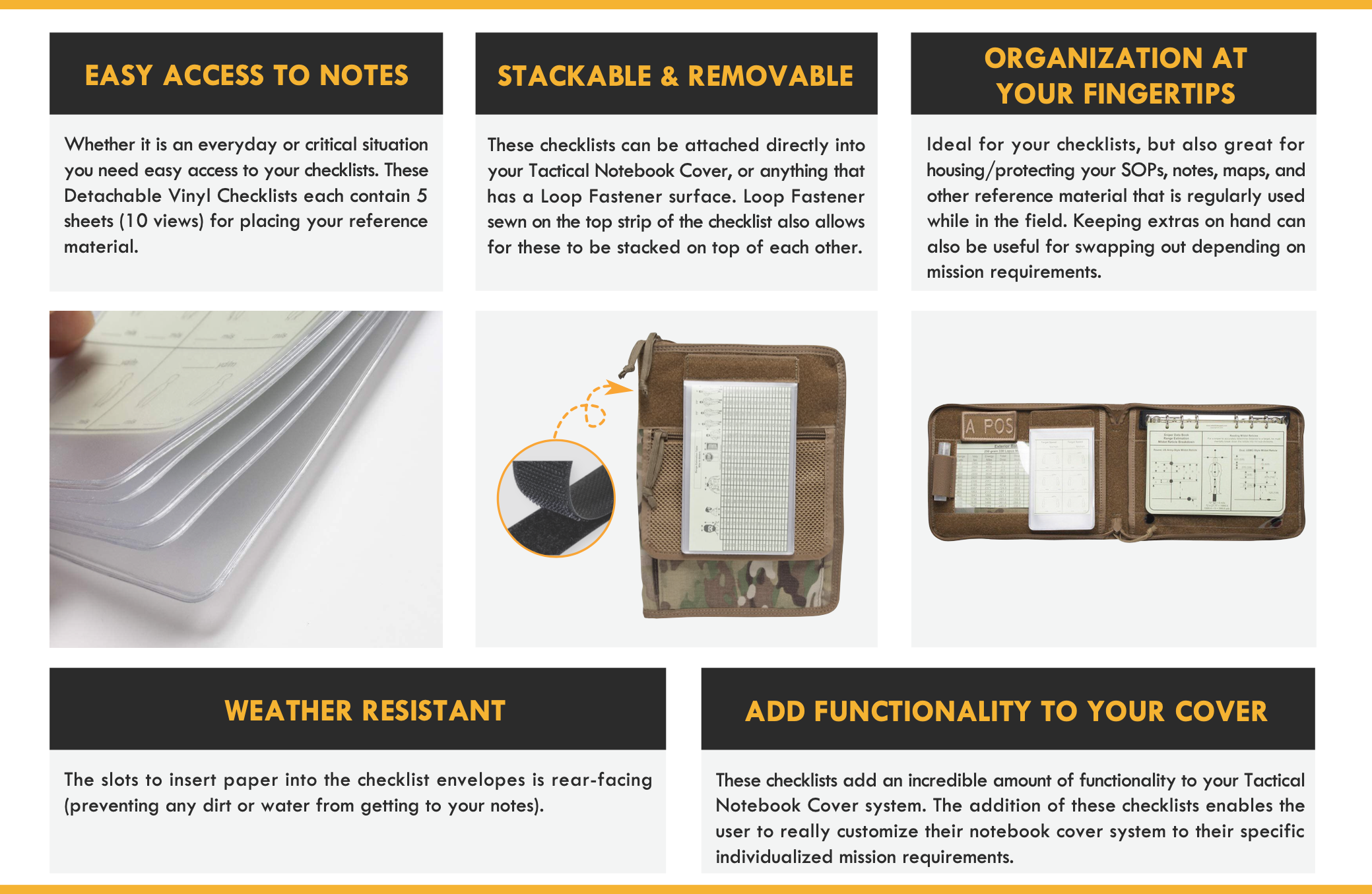 Detachable Vinyl Checklists (for 4x8" Paper), 5 pages/10 views, stackable